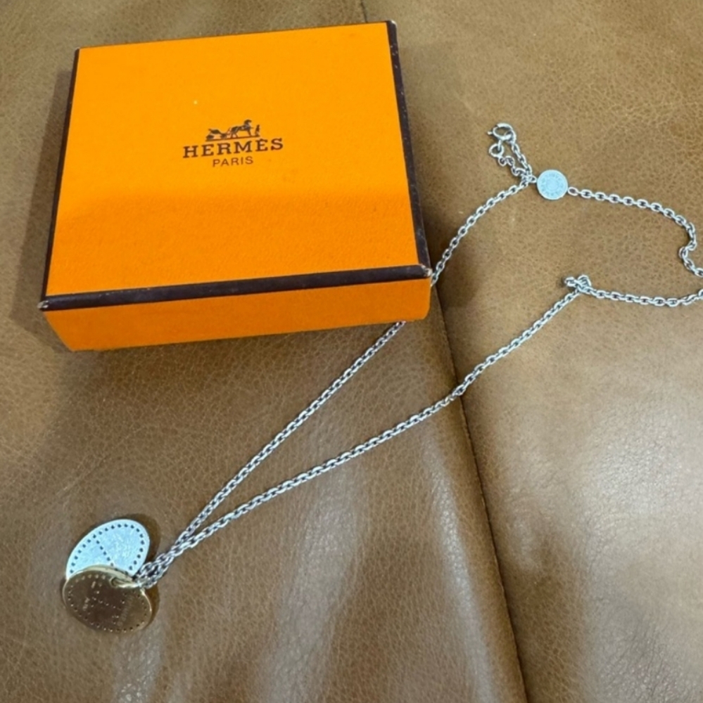 Auth Hermès Eclipse Necklace/ 18ktgold & Sterling Silver